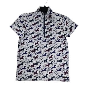 Kerrits Girls Large Aire lce Fil Short Sleeve Horse Floral Print Riding Shirt